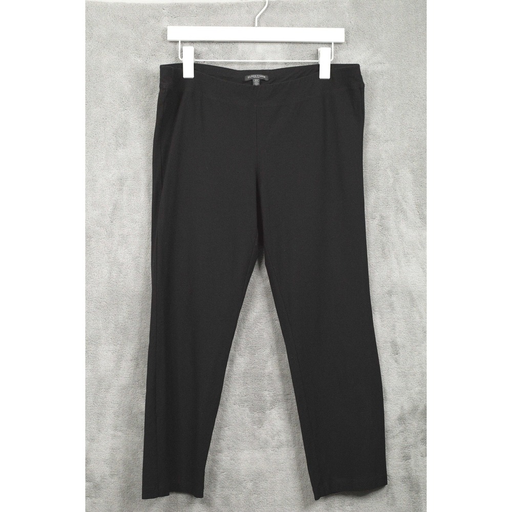 EILEEN FISHER Crepe Jersey Pull On‎ Pants Minimalist Capsule Black Sz PL